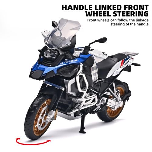 RZAPE Diecast Motorcycle Model Kit 1/12 Scale R1250 GS ADV Model Motorcycles,Kids Motorcycles Toy Front Wheel Can Be Steered Left and Right,Motorcycle Toys for Kids 3-5（Blue）