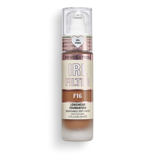 Revolution Beauty London IRL Filter, Longwear Foundation, Medium to Full Coverage, Matte Finish, 16 Hour Wear, F16, 23 ml
