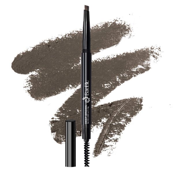 BaeBlu Cruelty Free Retractable Eyebrow Crayon, Vegan Non-Toxic Long Wear Brow Definer With Brush, Deep Brown Pen