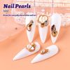 Nail Parts Pearl Sphere Pearl White Cream Pearl Stone 1.5mm 2mm 2.5mm 3mm Gold Bullion Gel Nail Nail Art Parts Nail Deco Parts Resin Handicraft 2 Case Set (Pearl + Bullion)