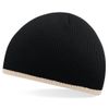 Beechfield B44c Two-Tone Pull On Beanie - Black/Stone