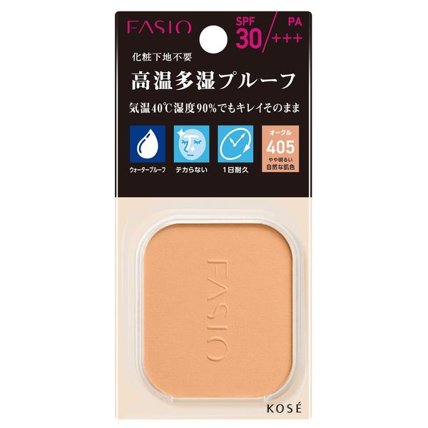 FASIO Powerful Stay UV Foundation Refill 405 Ochre, Slightly Bright Natural Skin Color, Refill, 0.4 oz (10 g)