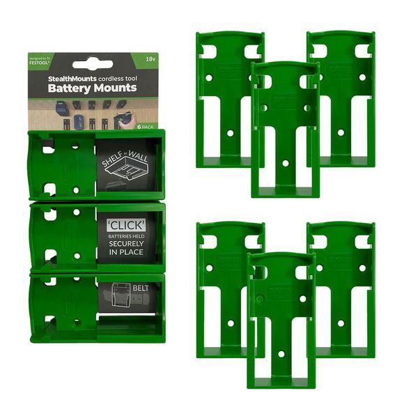StealthMounts Power Tool Battery Holders Compatible with Festool | Cordless Battery Mounts for Power Tools | 6 Pack