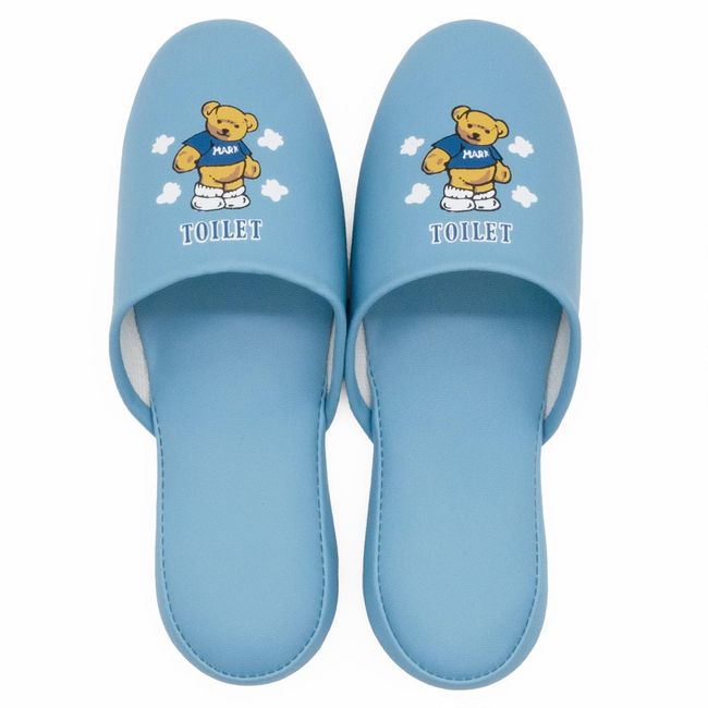 Okumura AAAM6901BL Toilet Slipper, Bear Toilet, Medium, Blue, Easy Care, Retro and Cute