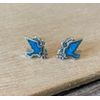 Sterling Silver TINY 7x11mm Blue Turquoise Eagle Stud Studs Earrings