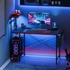44 inch Gaming Desk with LED Lights & Power Outlets Computer Office Desk Black 