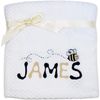 TeddyTs Personalised White Bumble Bee Baby Blanket