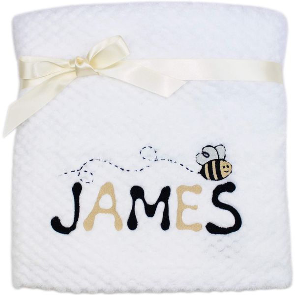 TeddyTs Personalised White Bumble Bee Baby Blanket