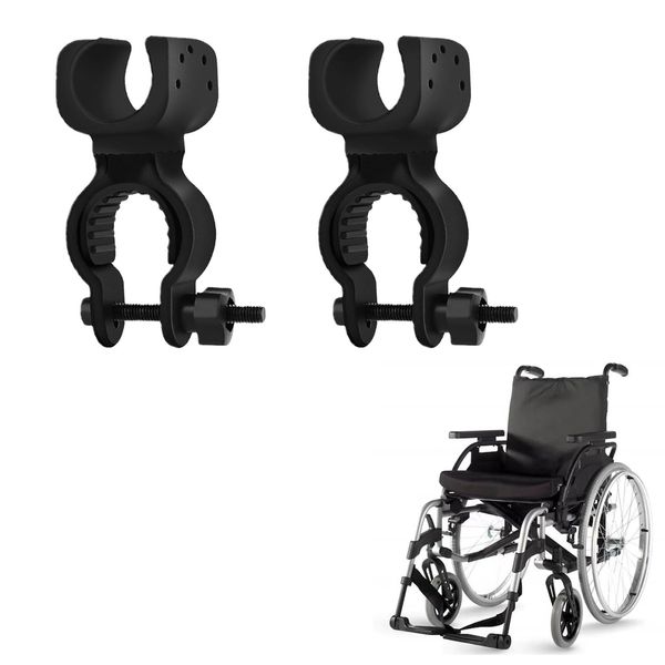 jeufun 2Pack Walking Stick Holder,360-Degree Rotating Stick Bracket Universal Fixed Cane Clip Holder Accessories,Walking Stick Holders for Elderly Walkers Wheelchairs Electric Scooters Mountain Bikes