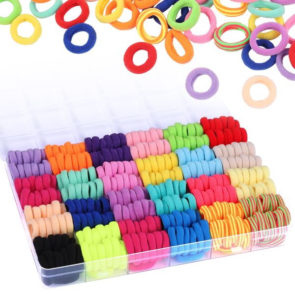 Funtopia Hair Bobbles Girls Pack of 360 Small Hair Bobbles 24 Colours Mini Hair Bobbles Baby Hair Scrunchies Colourful Mini Seamless Hair Bands for Children