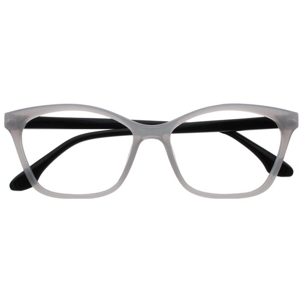 Opulize KAT Reading Glasses - Cat-Eye Frame - Shiny Grey - Men & Women - Spring Hinges - R59-7 - +2.50