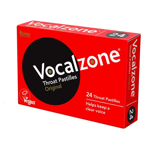 Vocalzone Throat Pastilles – Original 24 - for Sore Throats and Hoarseness When Overusing Your Voice. Produced and sold in the United Kingdom since 1912.