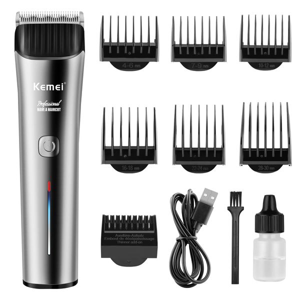 KEMEI Black Hair Clippers for Men， Adjustable Blade Cordless Clipper Professional Barber Clippers， USB Rechargeable Wireless Haircut Clippers km-2481