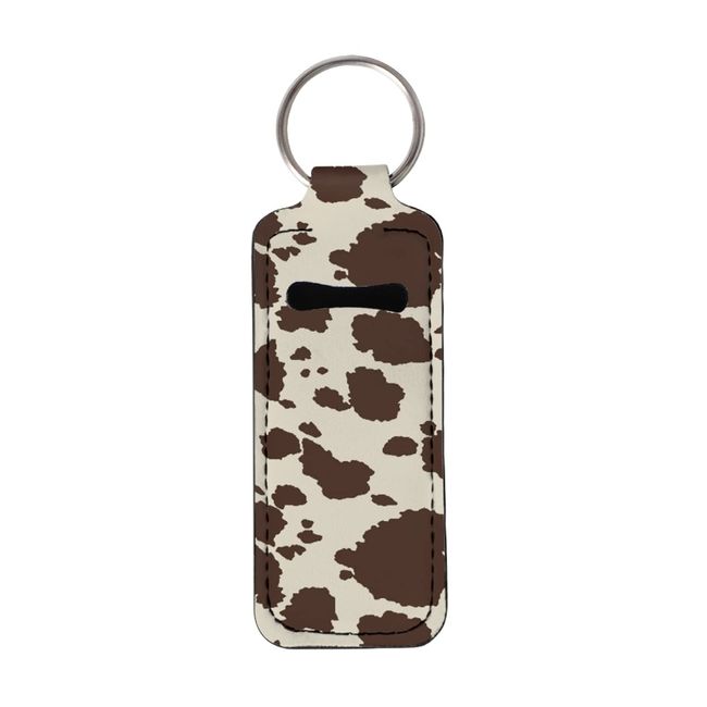 Horeset Chapstick Holder Multicolor Brown Cow Print Clip On Lip Balm Chapstick Handbag Travel Accessories