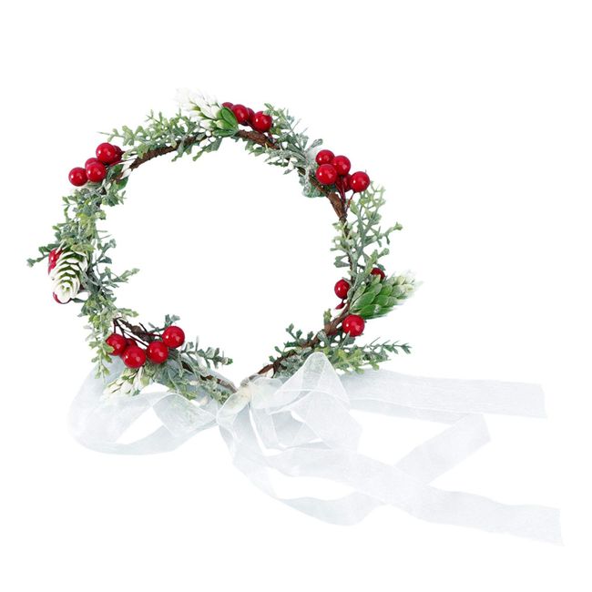 ABOOFAN Berry Headbands Christmas Wreath Headband Winter Flower Crown Bridal Floral Crown Christmas Flower Halo Wedding Headband Christmas Headpiece Hair Hoop Hair Accessories