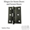 Hinges 2-3/8 x 3, Storm / Screen door - Black - 2 pack