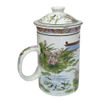 Porcelain Chinese Tea Mug with Infuser and Lid - Bao Yu Pattern