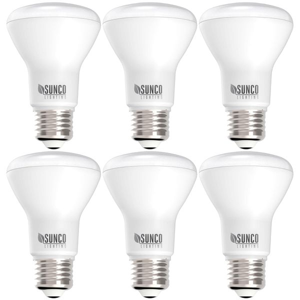 Sunco Lighting BR20 LED Bulbs Indoor Flood Light R20 Dimmable 3000K Warm White, 50W Equivalent to 7W, E26 Medium Base, Recessed Can Lights, Home Ceiling Lights Super Bright UL & Energy Star 6 Pack