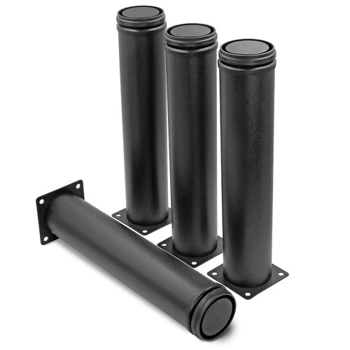 Masendelk 10 Inch Metal Furniture Legs Stainless Steel Adjustable Legs Black Metal Legs Round Cabinet Legs for Coffee Table Cabinet Desk Sofa Shelves, Pack of 4