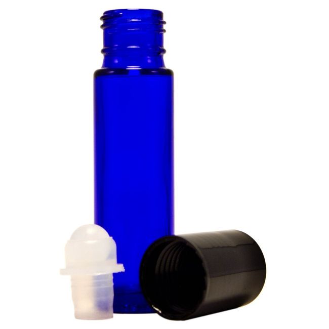 GreenHealth - Pack of 6 - Aromatherapy Glass Roll on Bottles, 10ml (1/3oz) Cobalt Blue Glass