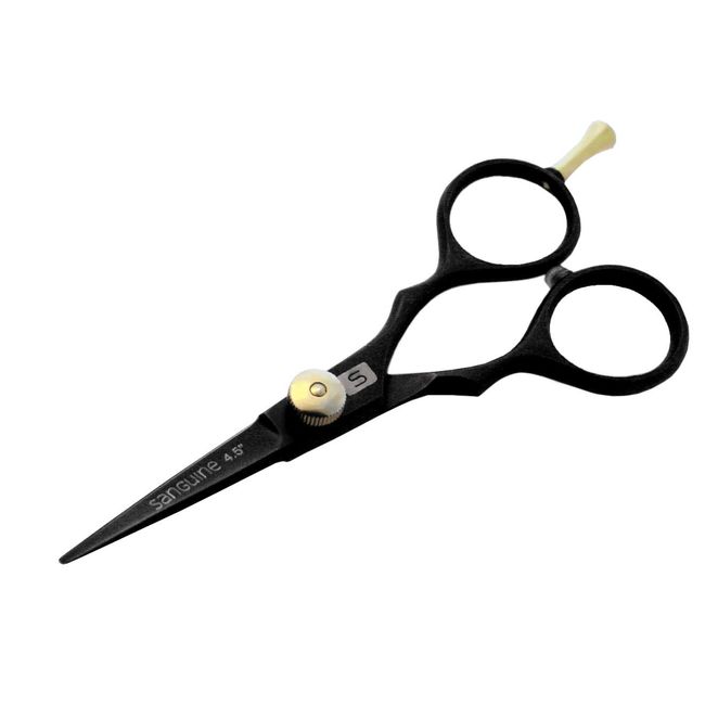 Professional Hairdressing Scissors 4.5 inch, Black, Small Japanese Style Hair Cutting Scissors - Presentation Case