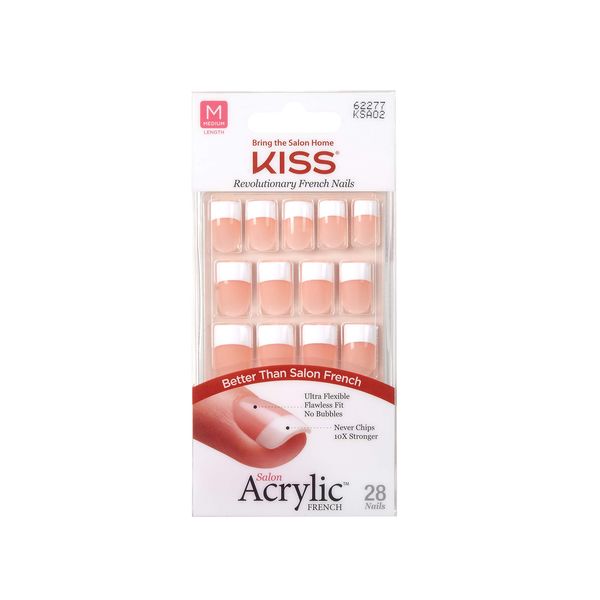 KISS Salon Acrylic French Nails Kit Sugar Rush Medium KSA02 (2 PACK)