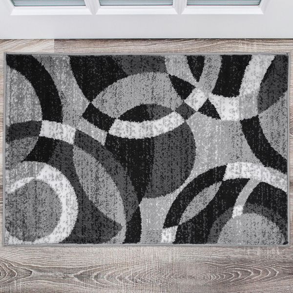 Rugshop Kitchen Rugs and Mats Geometric Circles Carpet Gray Rug Small Rug 2x3