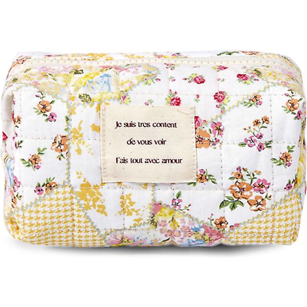 Floral Makeup Bag Small Cotton Quilted Cosmetic Makeup Bag Organizer, Aesthetic