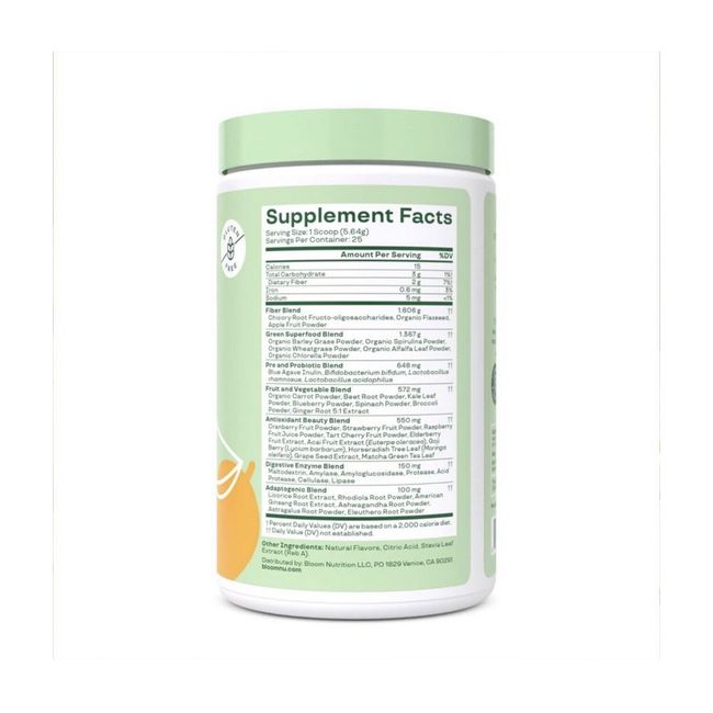 Bloom Nutrition Greens & Superfoods Powder, Mango, 25 Servings