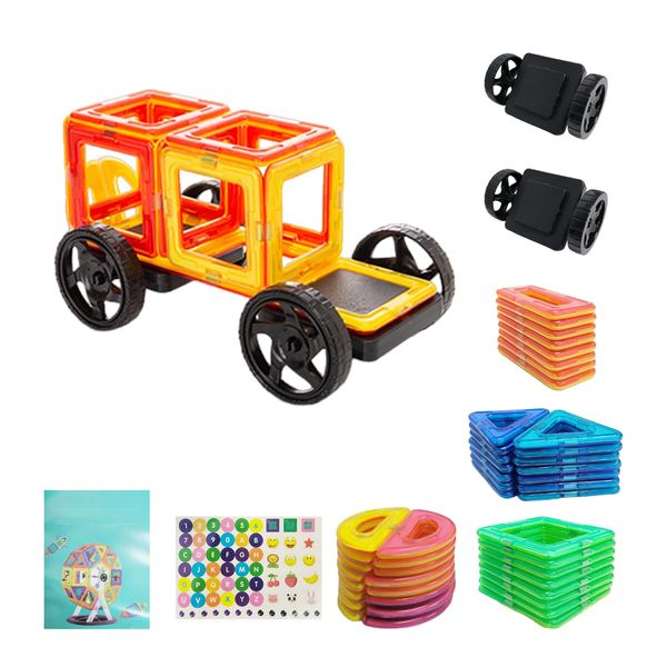 46 Pieces Magnetic Pieces, Children's Magnetic Bricks, Construction Toys, Smart Magnetic Building Blocks Set, Gift for 3-Year-Old Boy, Suitable for Boys and Girls (3-6 Years Old)