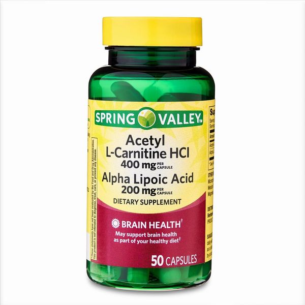 Acetyl L-Carnitine HCI 400 Mg Alpha Lipoic Acid 200 Mg Brain Booster, 50 Caps