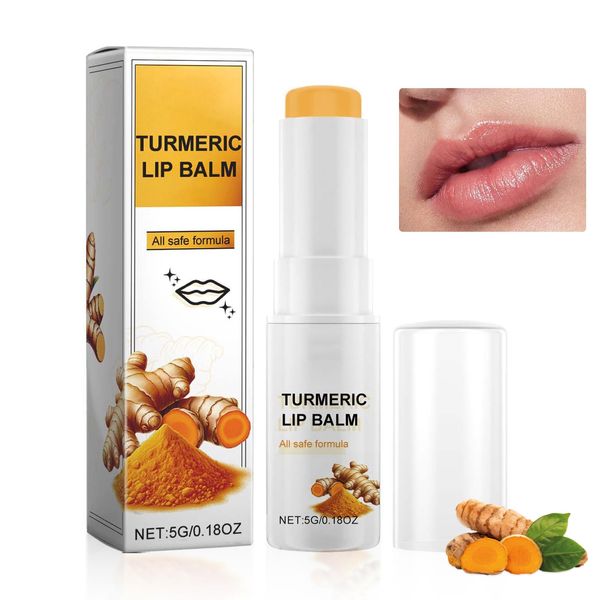 Lip Lightening For Dark Lips, Whitening Turmeric Lip Balm Lips Pink Bleaching Cream Balm, Moisturizing Daily Lip Care Balm with Turmeric Extract, Repair Cracked Chapped Dry Lips (5g)