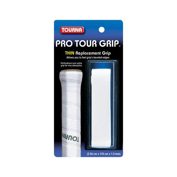 Tourna PRO Tour Grip Thin Replacement Tennis Grip 1.5mm - White