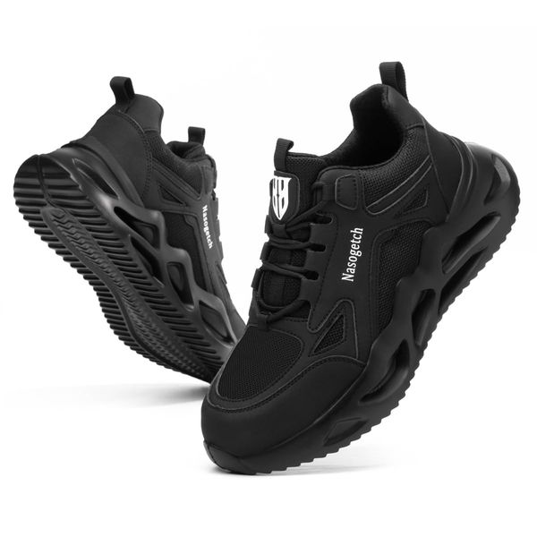 Nasogetch Sicherheitsschuhe Herren Damen Arbeitsschuhe Leicht Sportlich Stahlkappenschuhe Atmungsaktiv Schutzschuhe 770 Schwarz 41 EU