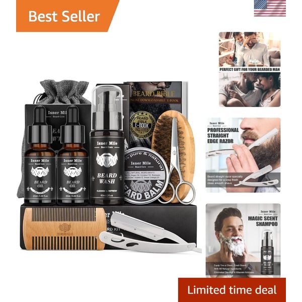 Luxury Beard Grooming Kit with Unscented Products - Ideal for Father's Day Gifts
