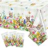 3 Pcs Easter Tablecloth Rectangle Plastic Bunny Eggs Table Cover Floral Table...