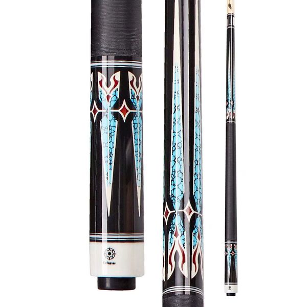 Collapsar CH04 Pool Cue with Soft Case,Enbony Stained with Turquoise and Cocobolo Dimond,Black Irish Linen Handle, 58Inch Professional Pool Sticks