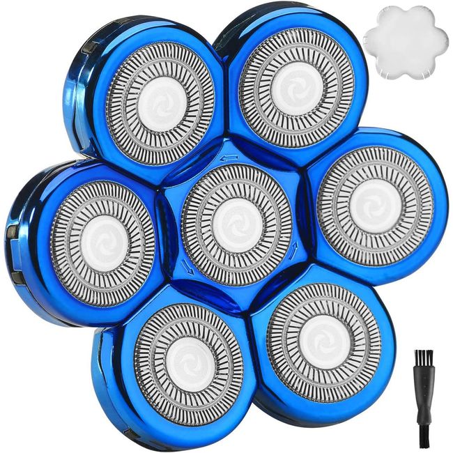 MAWAER Upgrade 7 Blades Head Shaver Replacement Head Blades for Freedom Groom*** AidallsWel and Most Mainstream Brands Head Shaver Electric Shaver Replacement Head (7 Blue)
