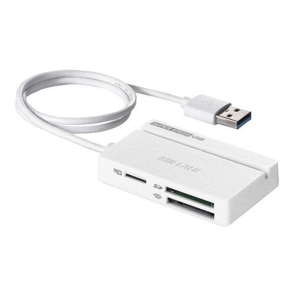 BUFFALO BSCR108U3WH USB 3.0 Multi-Card Reader, Standard Model, White