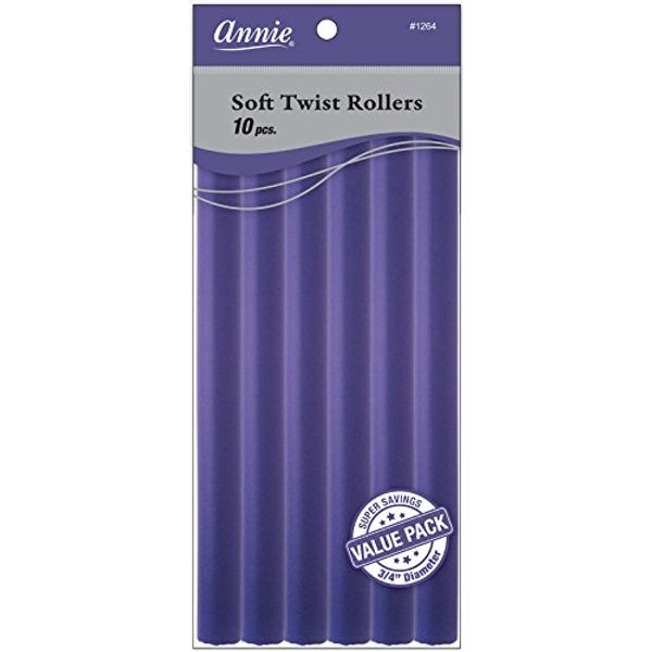 Annie Soft Twist Rollers, Purple, 10 Inch, 10 Count