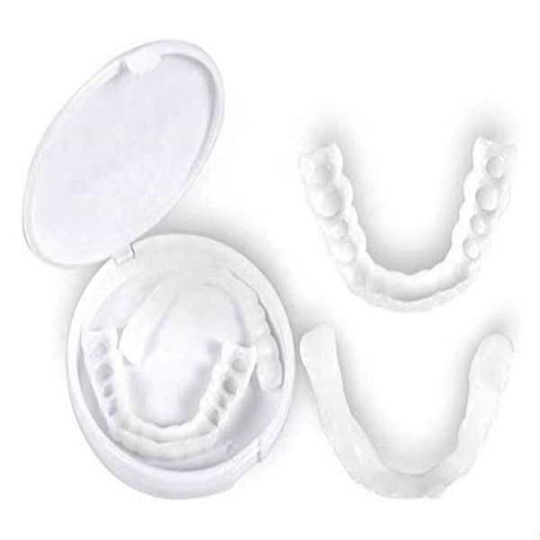 Instant Dentures Dentures Beauty Dentures Cosmetic Teeth Upper and Lower Teeth Instant Smile Tooth Tooth and Denture Case Missing Denture Repair Kit 2 Pieces