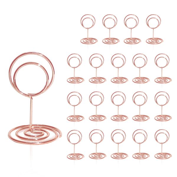 HomWanna Table Number Holders 20Pcs - 2 Inch Mini Place Card Holder Short Table Number Stands for Wedding Party Graduation Reception Restaurant Home Centerpiece Decorations Office Memo (Rose Gold)