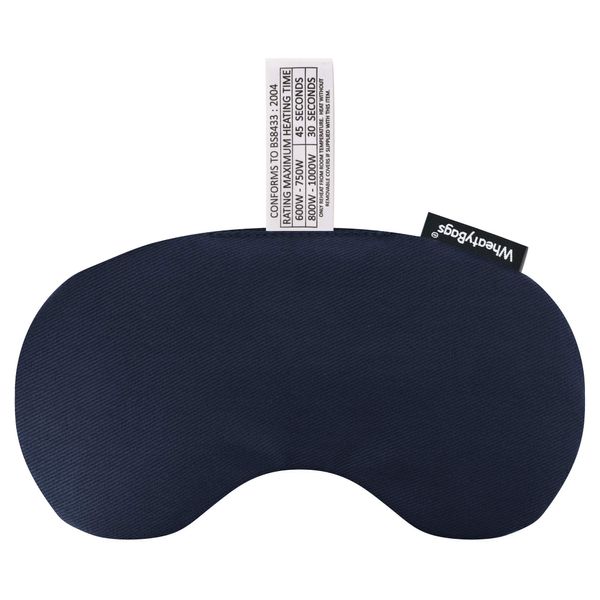 WheatyBags Wheat Bag Microwave Eye Mask Heat Pack and Ice Pack (Cotton Fabric - Navy Blue with Lavender)