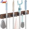 Mop and Broom Holder Wall Mount Rustic Wood Broom Mop Hanger Wall Mounted Tool