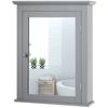 Bathroom Mirror Cabinet Wall Mounted Adjustable Shelf Medicine Grey