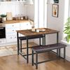 🚜3 Piece Kitchen Table Set Dining Table and Chairs for 2 Metal and Wood Rustic