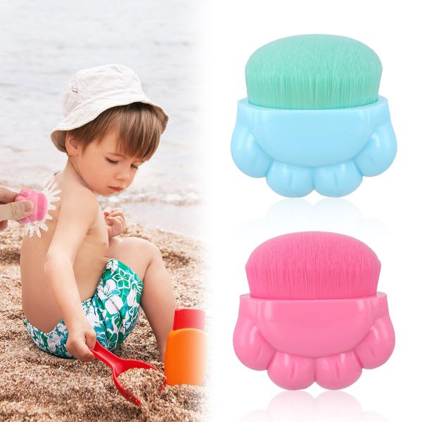 Kabwea 2 pezzi Sunscreen Applicator Kids, applicatore crema solare per bambini, pennello per la pulizia del pennello, pennello per il trucco, fondotinta, fondotinta