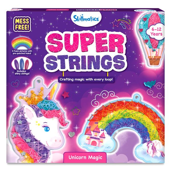 Skillmatics Art & Craft Activity - Super Strings Unicorn Magic, Mess-Free Art for Kids, Craft Kits & Supplies, DIY Creative Activity, Gifts for Girls & Boys Ages 6, 7, 8, 9, 10, 11, 12