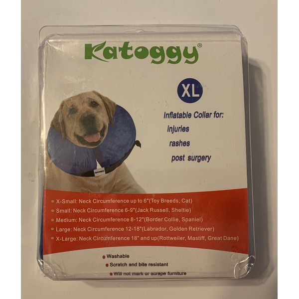 Katoggy Protective Inflatable Collar Soft Pet Recovery Collar Xlarge XL Blue NEW