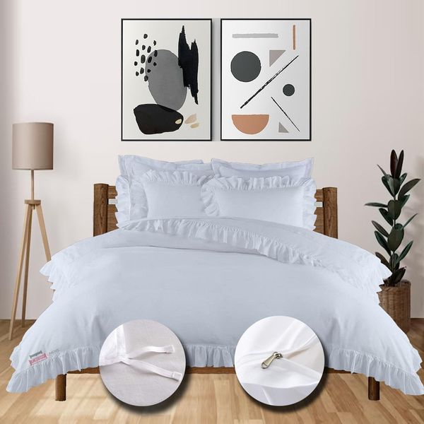 Edge Ruffle Duvet Cover Set Twin/Twin XL Size 68X90 Inch Egyptian Cotton Soft an